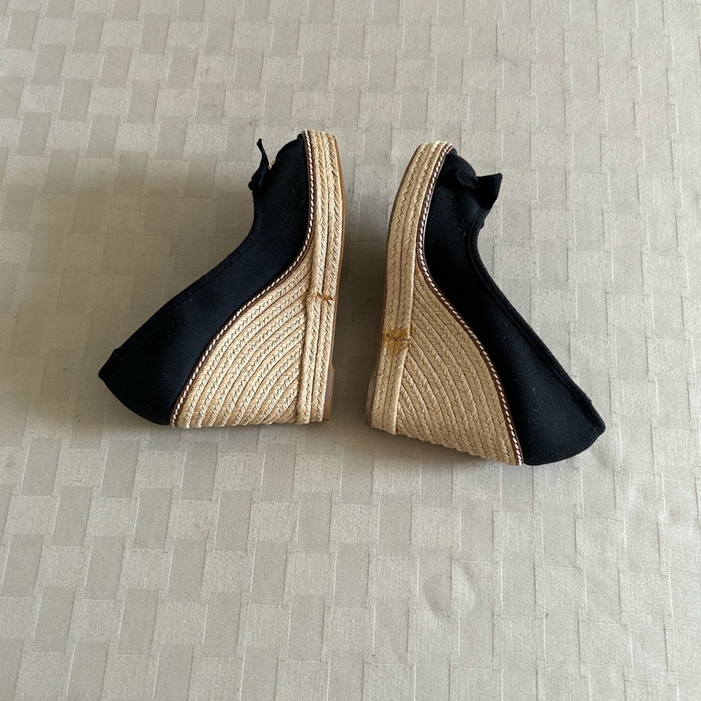 Tory Burch Jackie Canvas Bow Espadrille Wedge Pumps - Picture 6 of 16